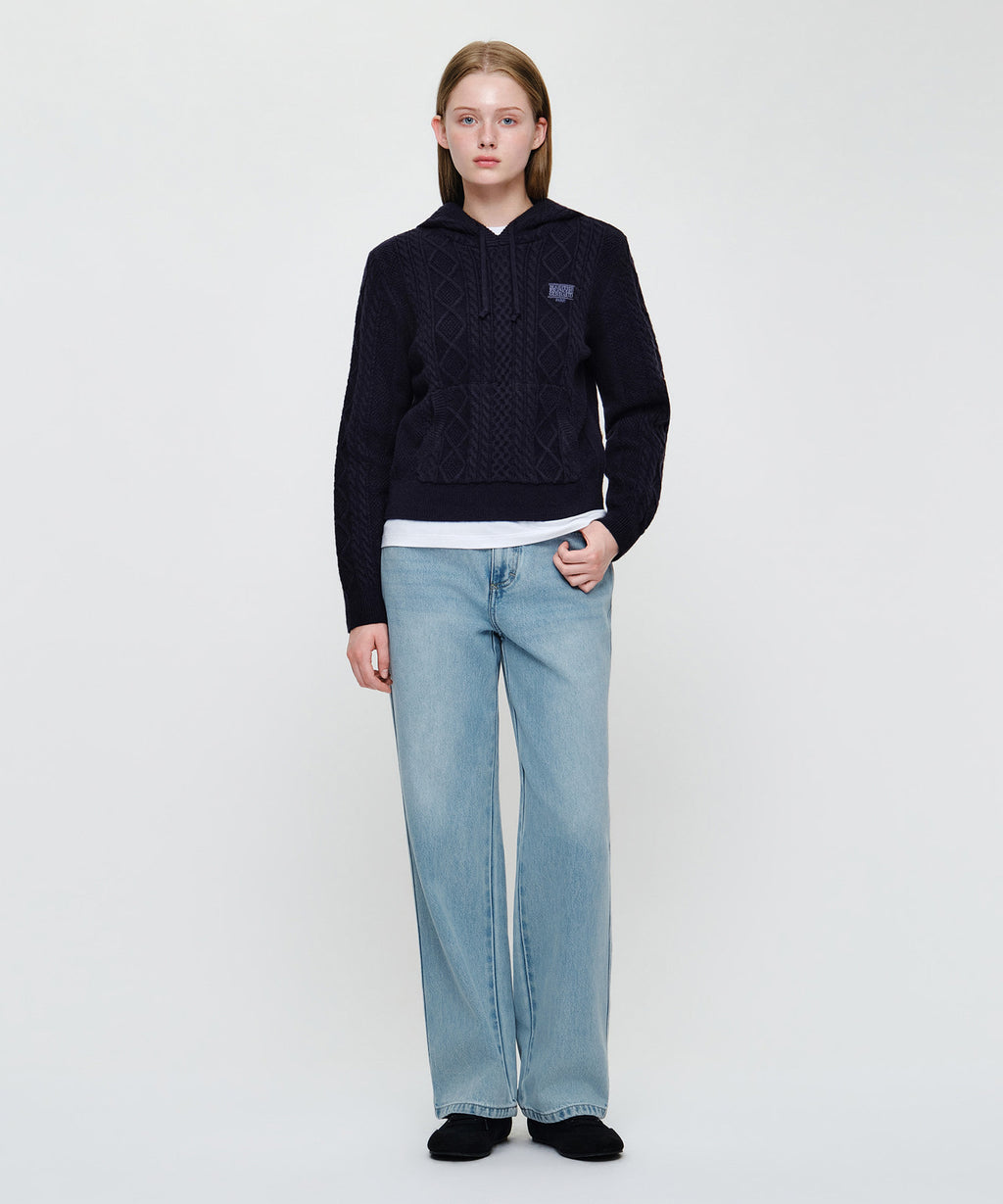 Marithe & Francois Girbaud - Micro Classic Logo Cable Hooded Knit (Navy) product image 5 | TRAB K-Fashion Australia