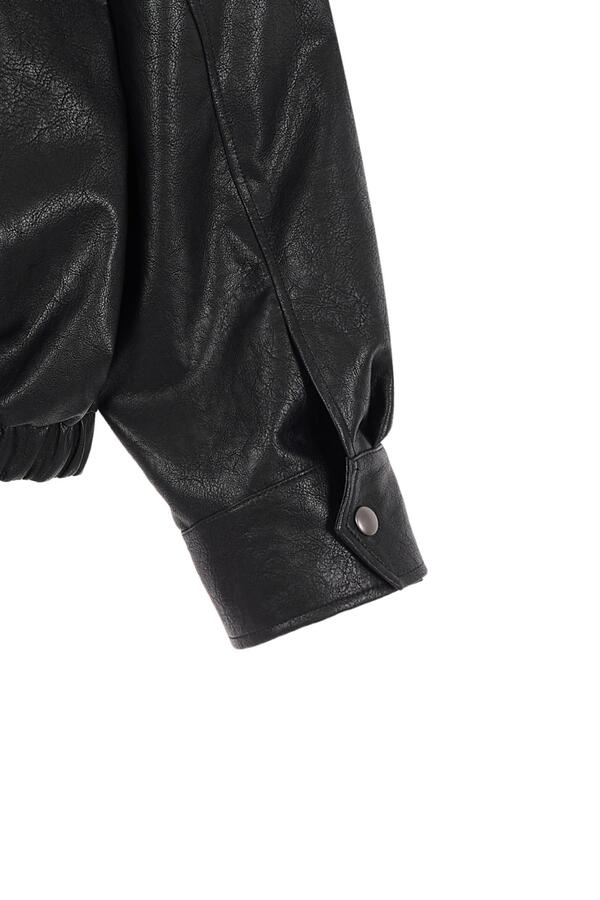 Deinet - Faux-Leather Bomber Banded Jumper (Black) product image 20 | TRAB K-Fashion Australia