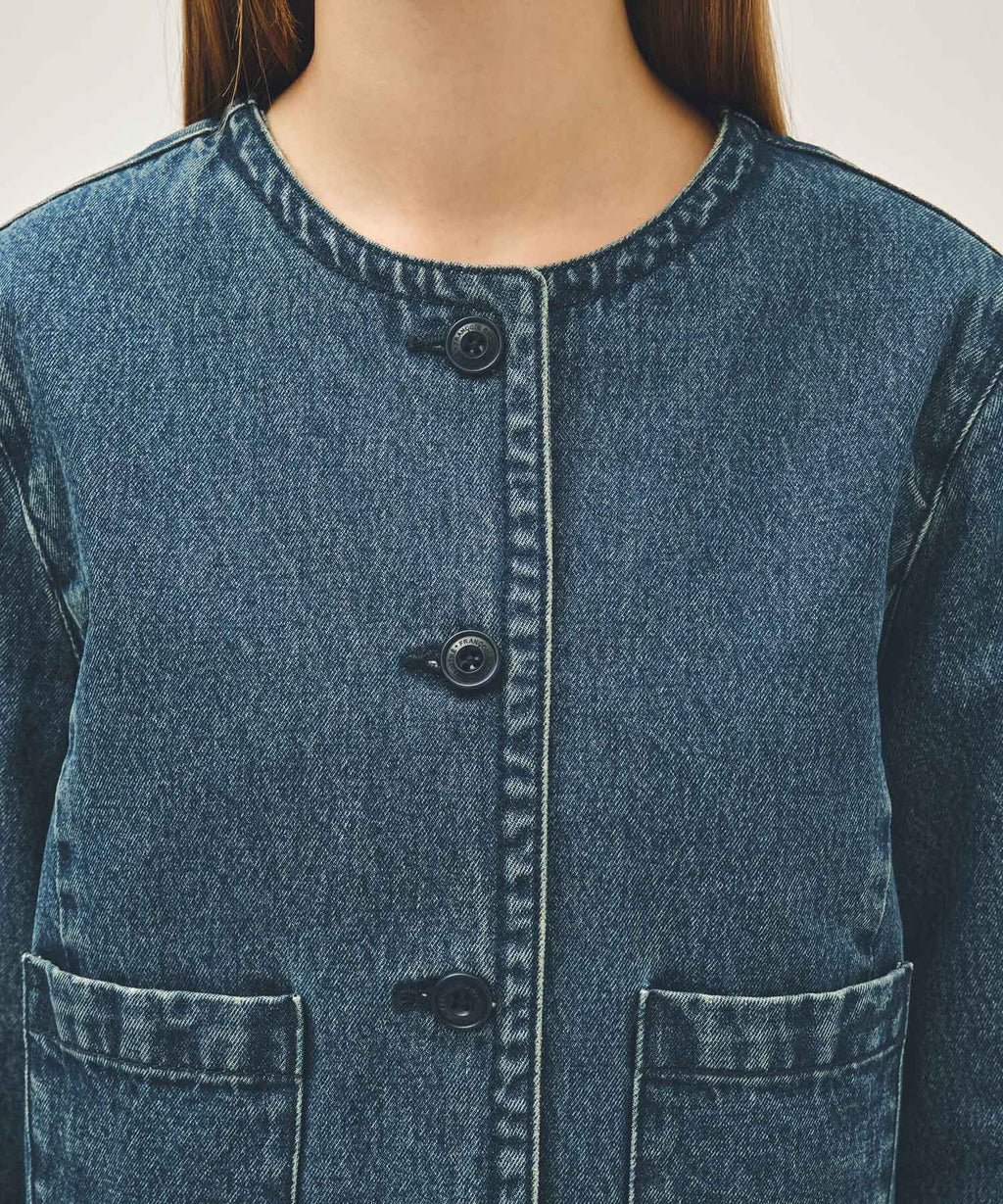 Marithe & Francois Girbaud - Round Neck Denim Jacket (Dark Blue) product image 4 | TRAB K-Fashion Australia