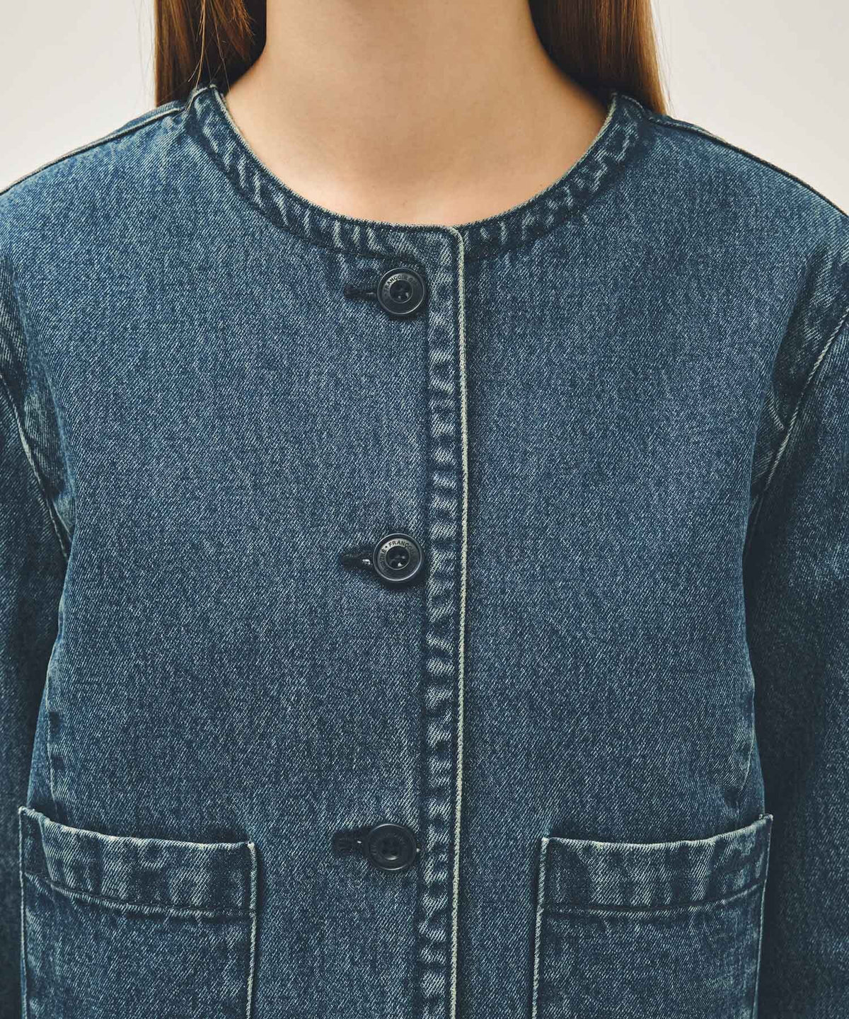Marithe & Francois Girbaud - Round Neck Denim Jacket (Dark Blue) product image 4 | TRAB K-Fashion Australia