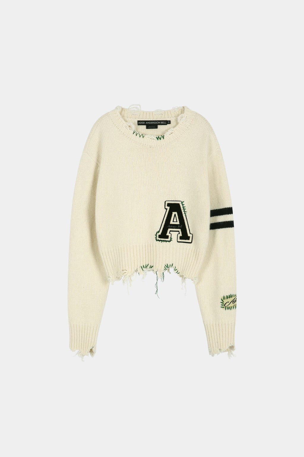Andersson Bell - (essential) Distressed Varsity Patch Sweater (cream) (Cream) product image 7 | TRAB K-Fashion Australia