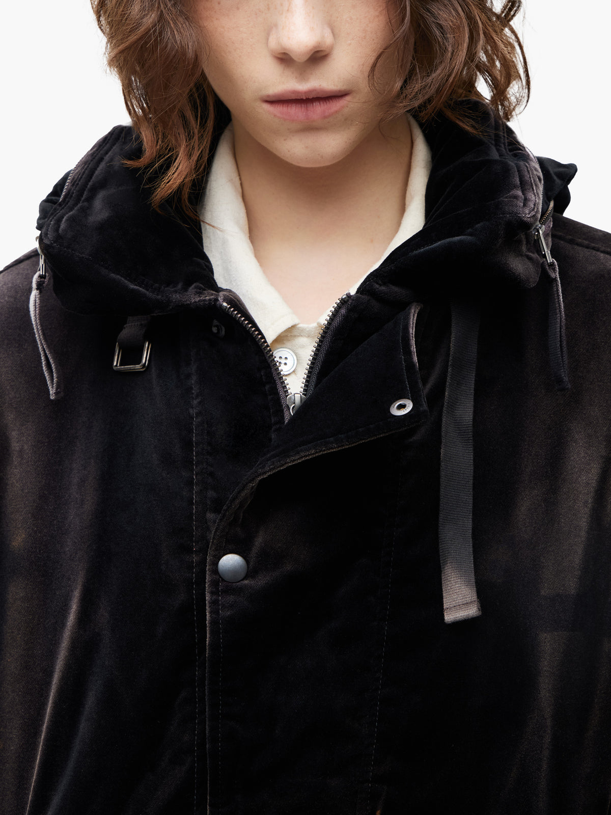 Jiyong Kim - Sun-Bleached Convertible Collar Jacket (Black) product image 8 | TRAB K-Fashion Australia