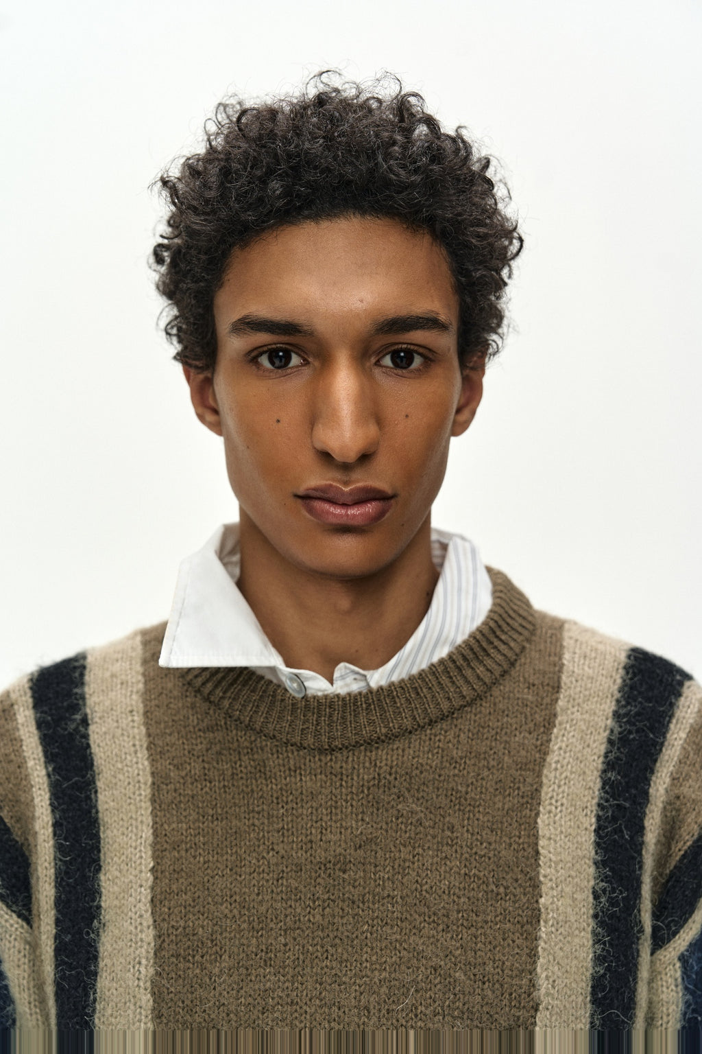 Andersson Bell - Layered Stripe Intarisa Crew Neck Sweater (Camel) product image 7 | TRAB K-Fashion Australia