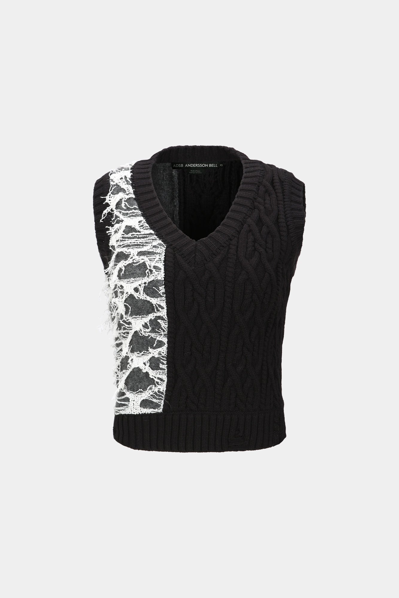 Andersson Bell - Boucle Cable Patchwork Knit Vest (Charcoal) product image 5 | TRAB K-Fashion Australia