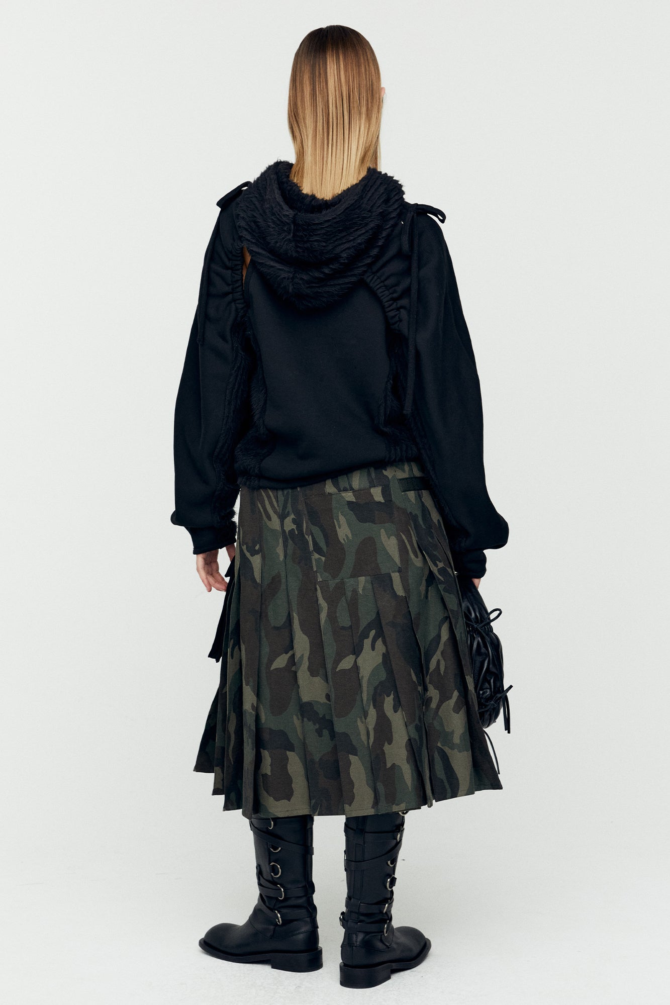 Andersson Bell - (essential) Cut Out Shirring Hoodie (Black) product image 3 | TRAB K-Fashion Australia