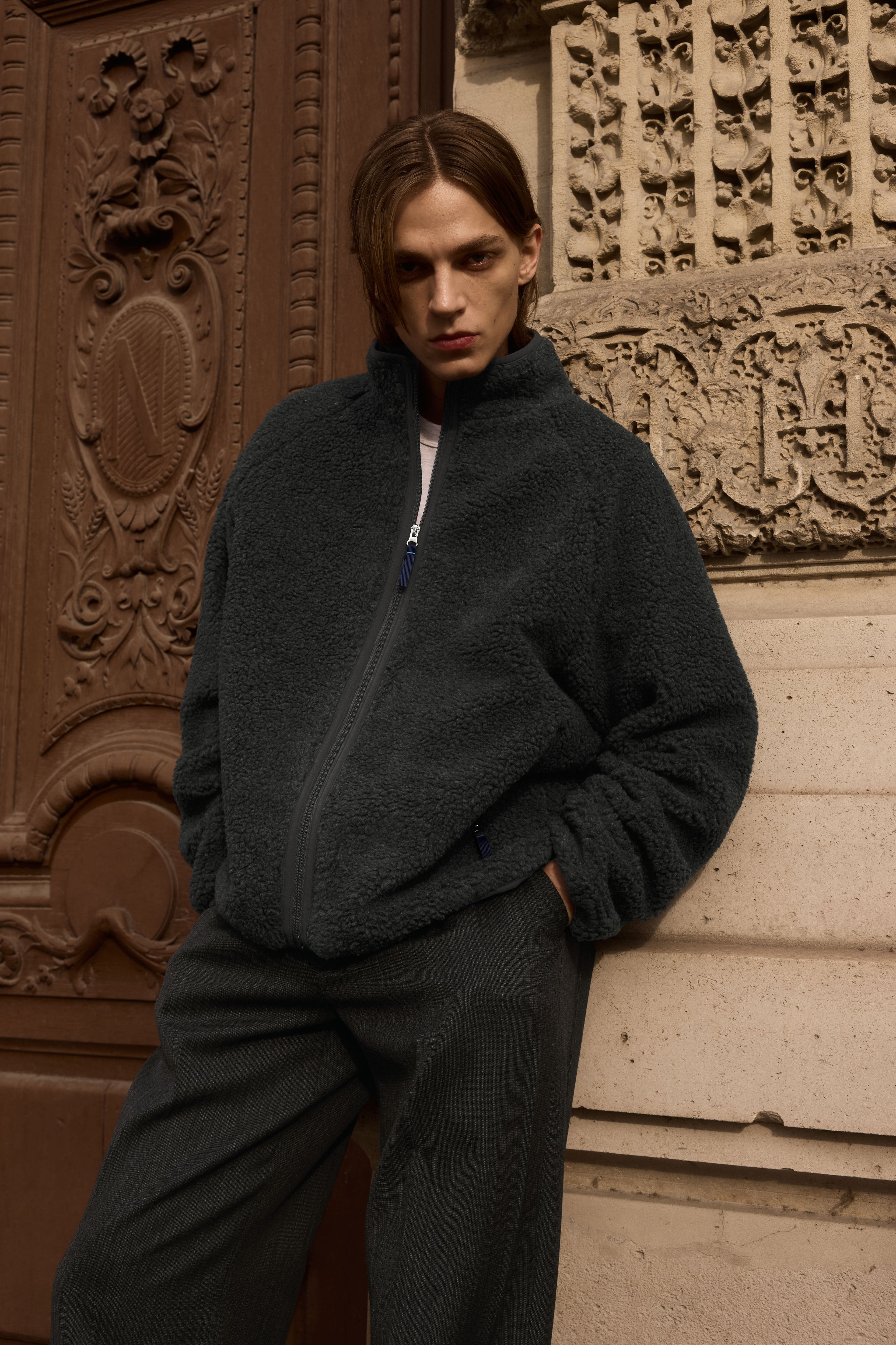 STU - Fleece Zip-Up Jacket In (Charcoal) product image 11 | TRAB K-Fashion Australia