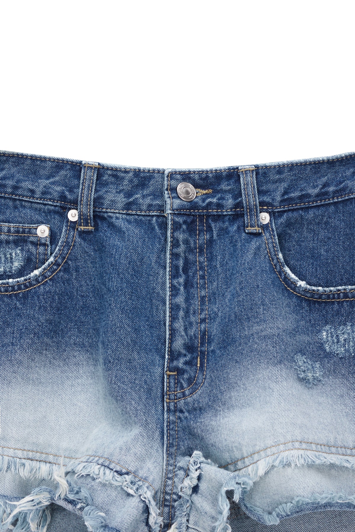 Matin Kim - Double Cutted Denim Shorts (Blue) product image 3 | TRAB K-Fashion Australia