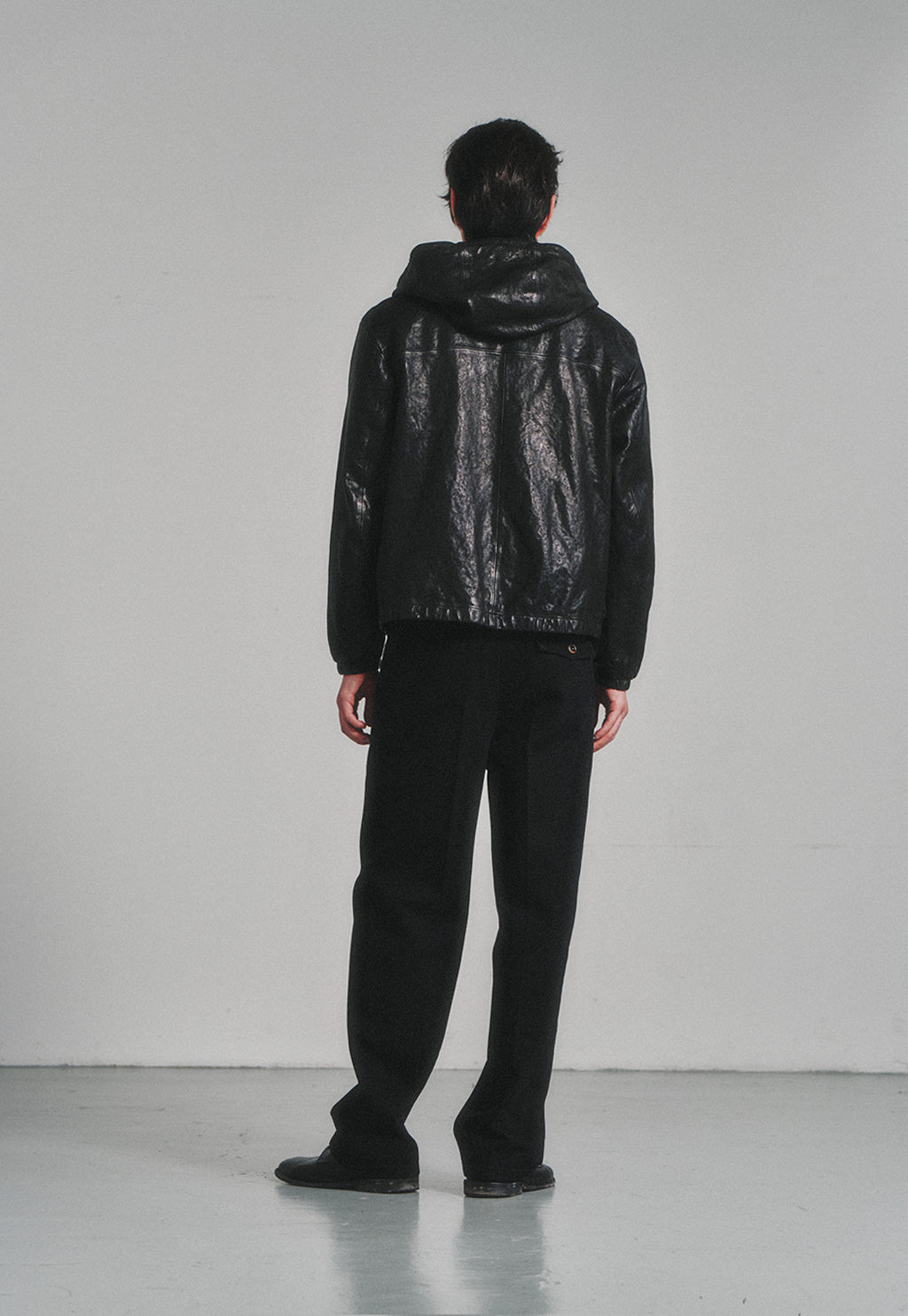 Art if acts - Washed Leather Hooded Zip-up Jacket (Black) product image 4 | TRAB K-Fashion Australia