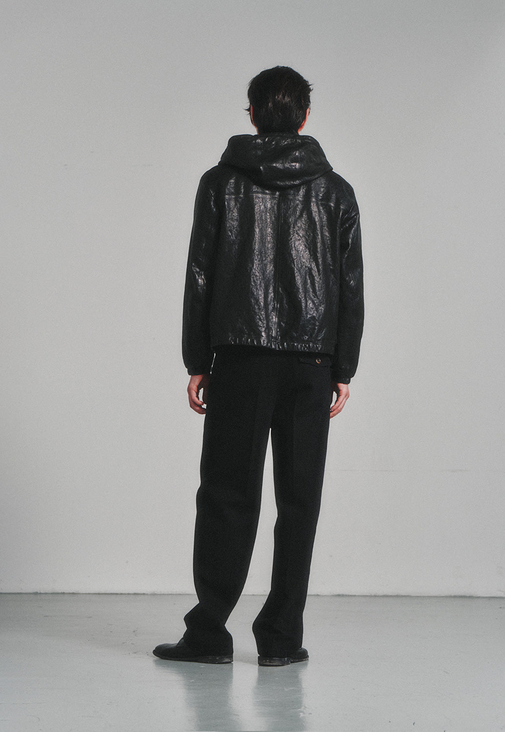 Art if acts - Washed Leather Hooded Zip-up Jacket (Black) product image 4 | TRAB K-Fashion Australia