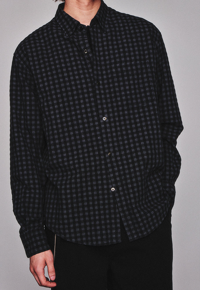 Art if acts - Gingham Check Oxford Shirt (Grey/Black) product image 5 | TRAB K-Fashion Australia