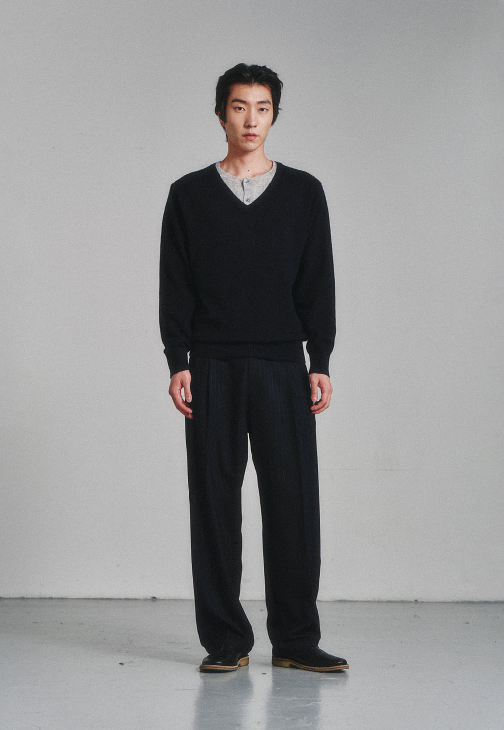 Art if acts - Wool One Tuck Trousers (Navy Stripe) product image 2 | TRAB K-Fashion Australia