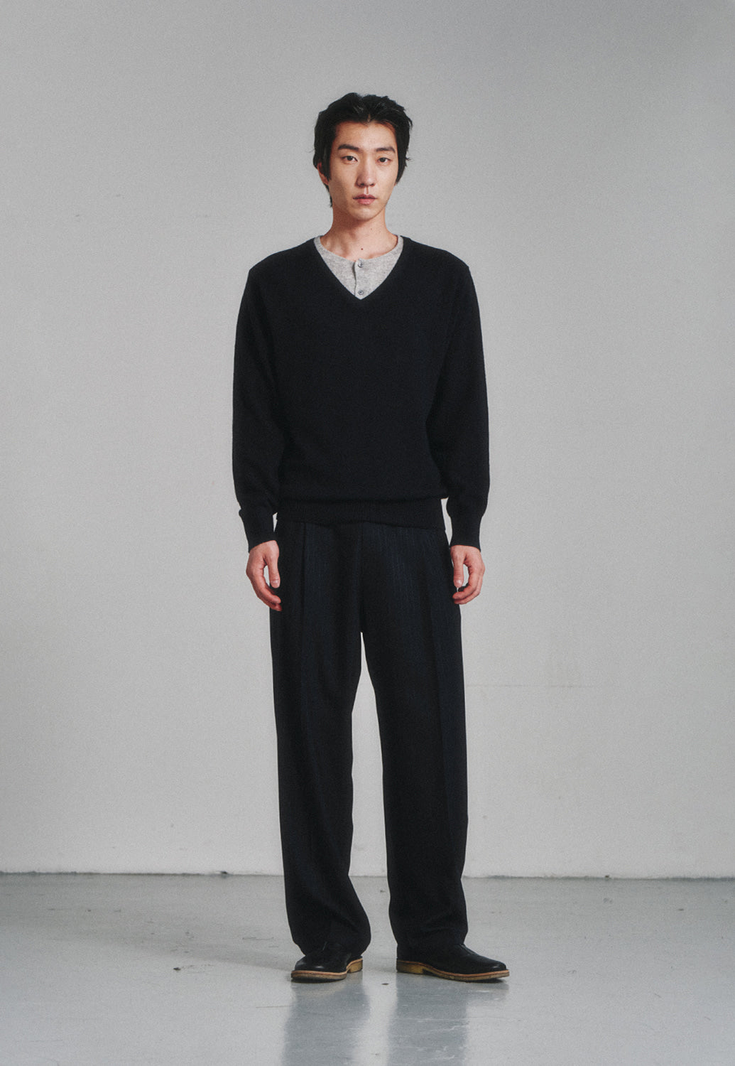 Art if acts - Wool One Tuck Trousers (Navy Stripe) product image 2 | TRAB K-Fashion Australia