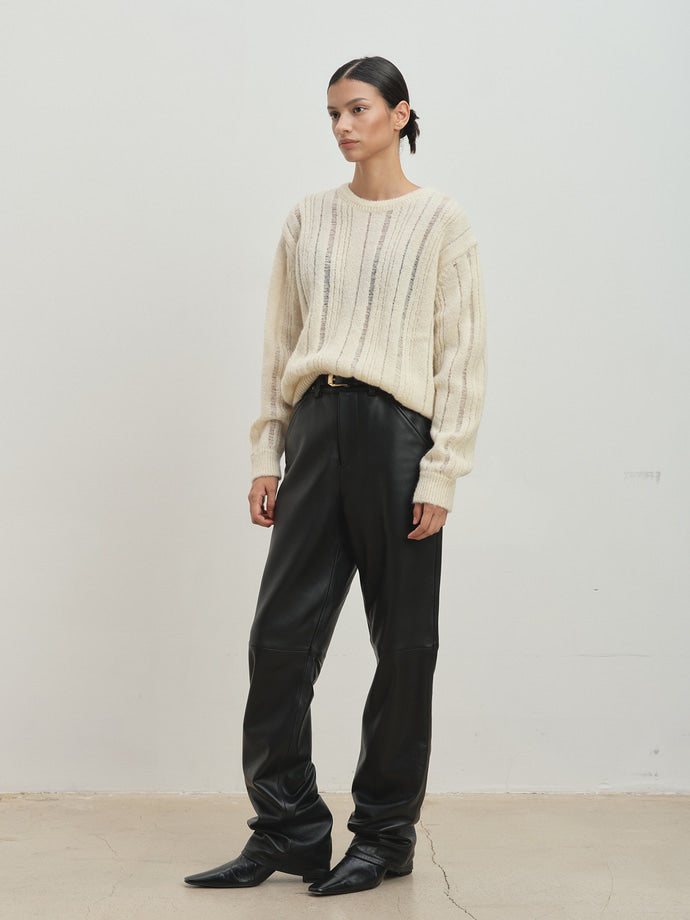 Tonywack - Kid Mohair Distressed Ribbed Sweater (Ecru) product image 4 | TRAB K-Fashion Australia