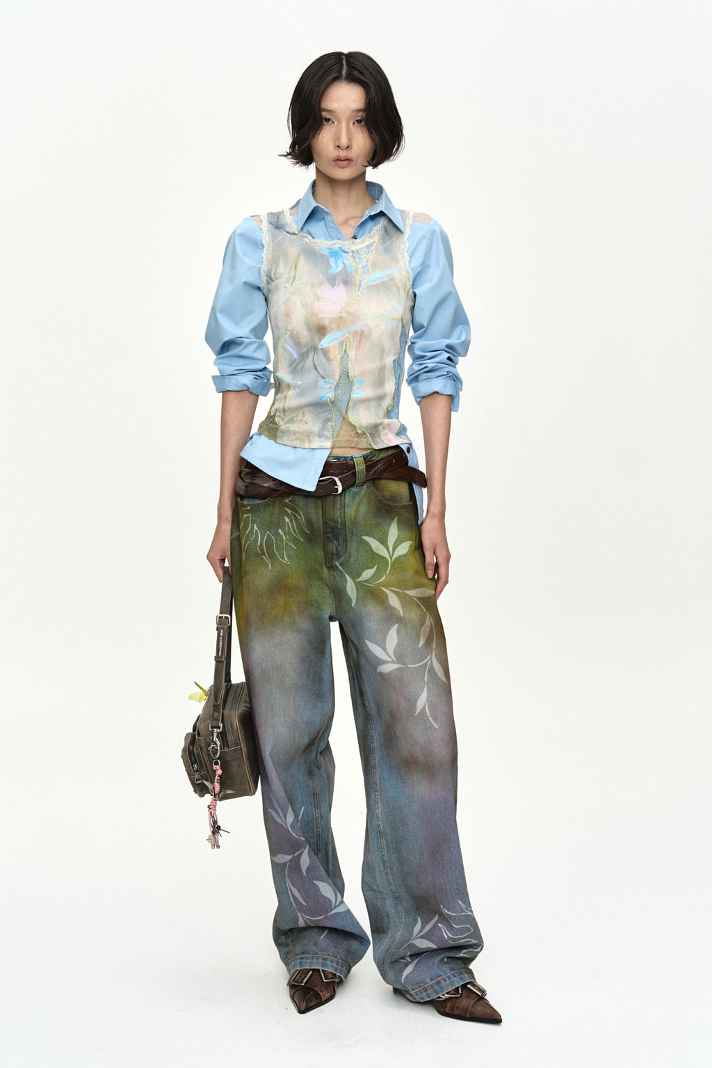 Andersson Bell - Mesh Twist-Tuck Shirt (Blue) product image 9 | TRAB K-Fashion Australia