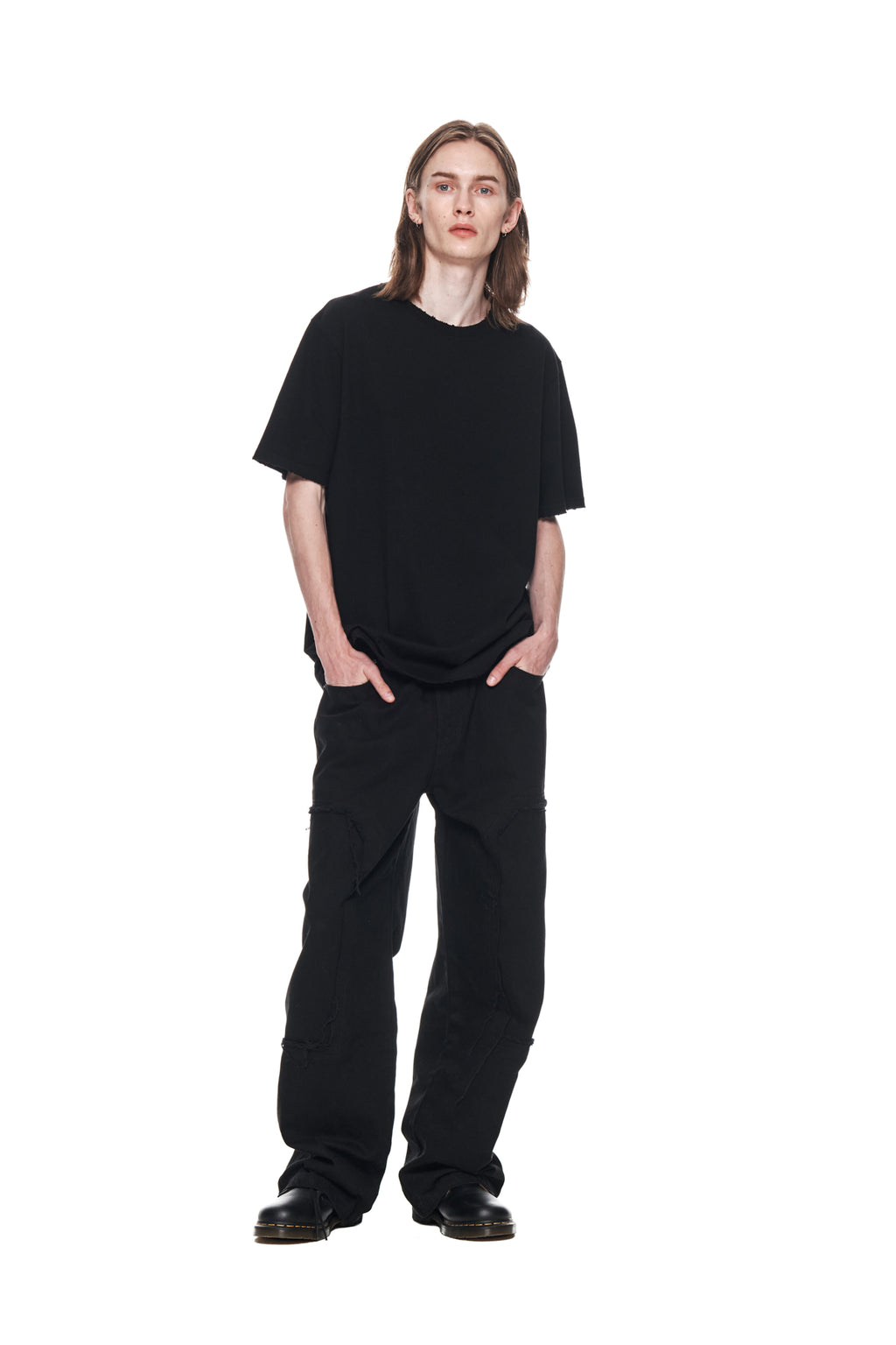 Matin Kim - Double Knee Cotton Denim Pants (Black) product image 8 | TRAB K-Fashion Australia