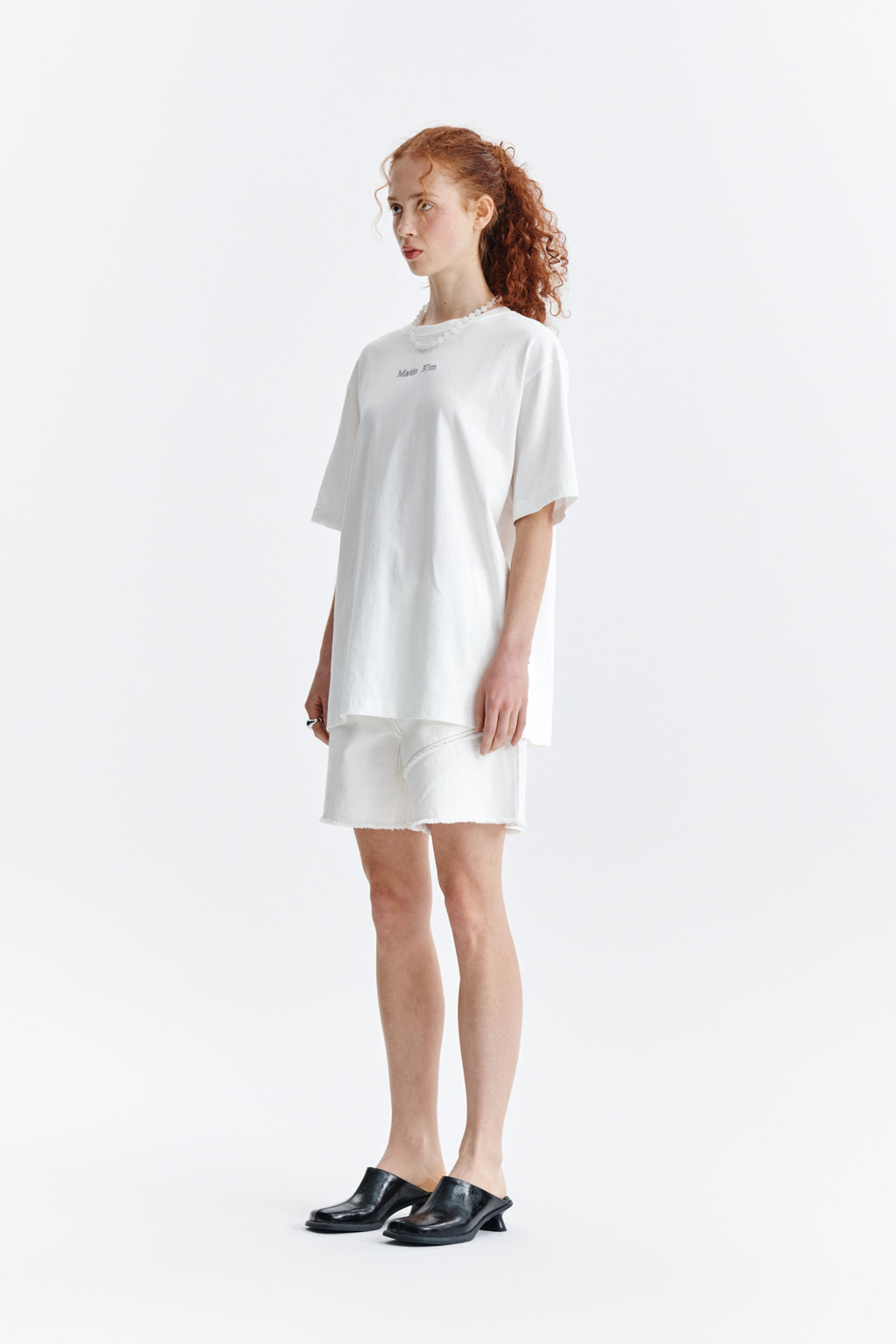 Matin Kim - Embroidery Small Logo Oversize Top (White) product image 6 | TRAB K-Fashion Australia