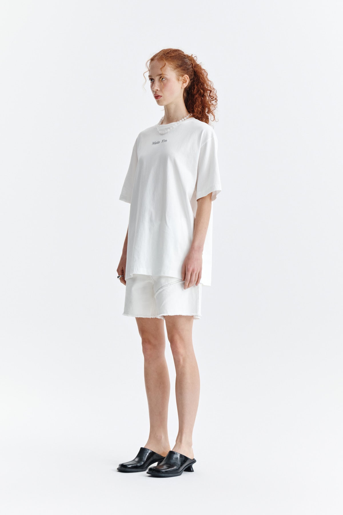 Matin Kim - Embroidery Small Logo Oversize Top (White) product image 6 | TRAB K-Fashion Australia