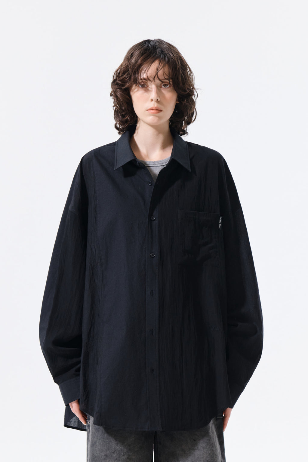 Matin Kim - Mixed Panel Over Fit Shirt (Black) product image 7 | TRAB K-Fashion Australia