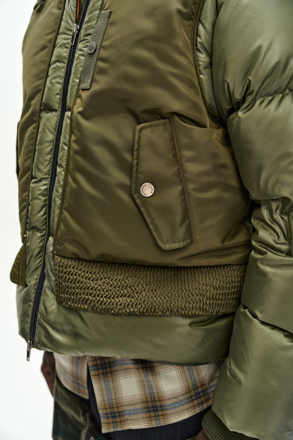 Andersson Bell - Unisex Bomber Layered Down Jacket (Khaki) product image 9 | TRAB K-Fashion Australia