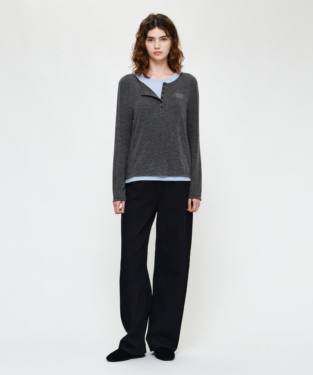 Marithe & Francois Girbaud - Henley Neck Layered Long Sleeve Tee (Charcoal) product image 5 | TRAB K-Fashion Australia