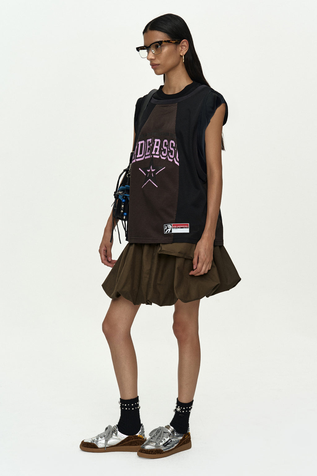 Andersson Bell - Basketball Jersey Layered Roll Up T-Shirt (Black/Brown) product image 2 | TRAB K-Fashion Australia