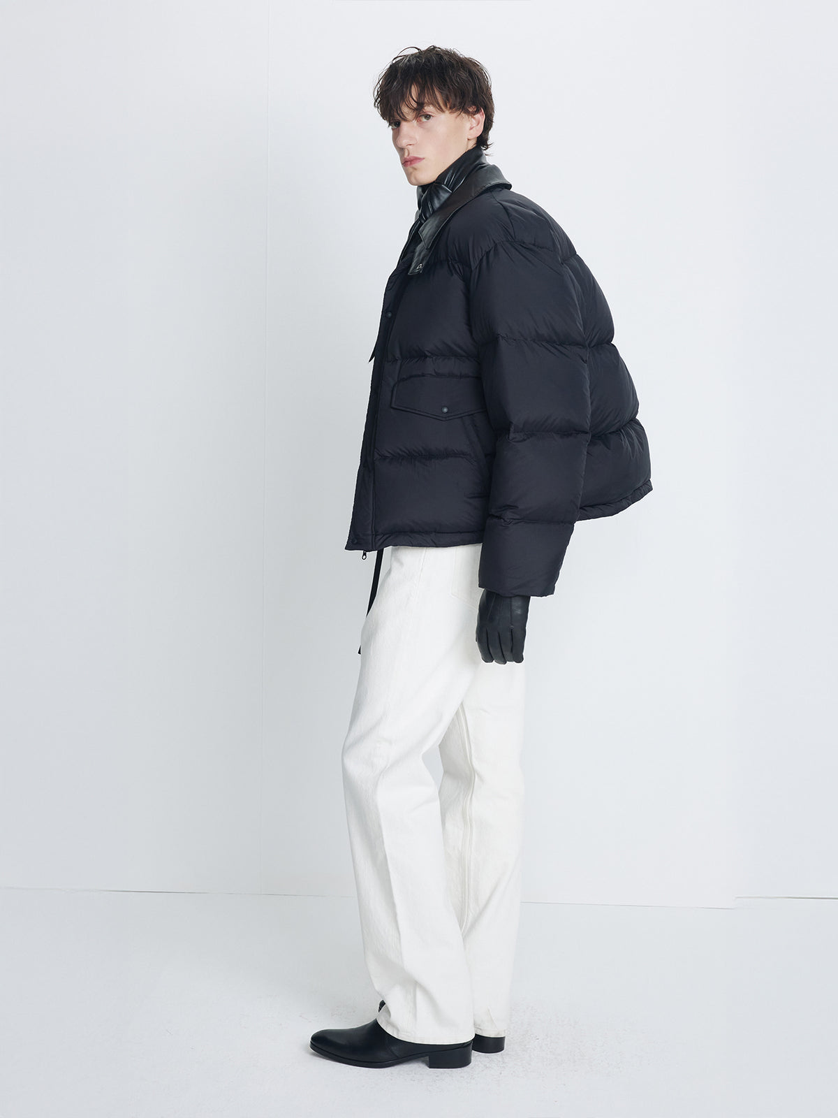 Tonywack - Leather Collar Down Puffer Blouson (Black) product image 2 | TRAB K-Fashion Australia