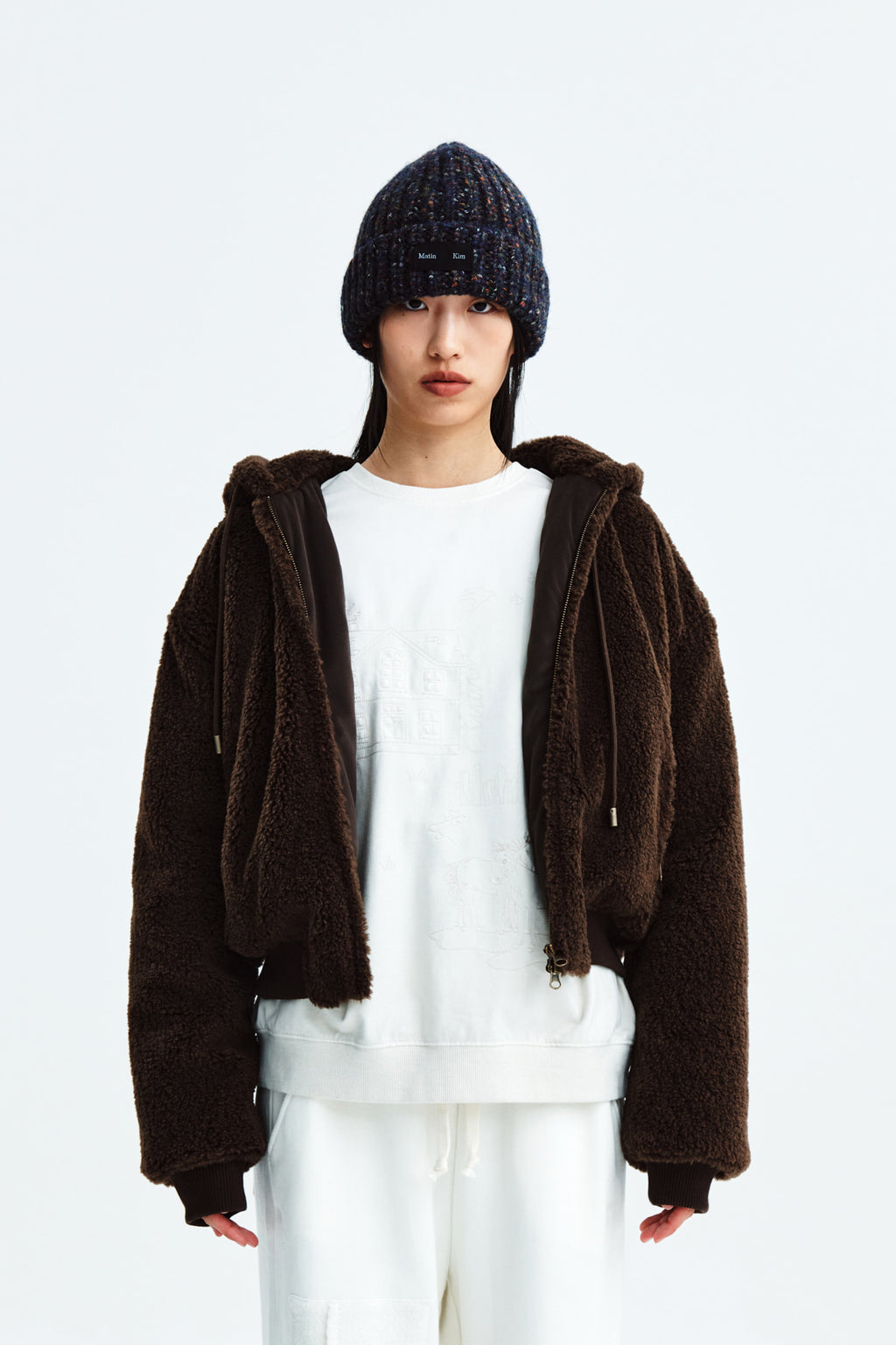 Matin Kim - Logo Point Fleece Hoody Jumper (Khaki) product image 5 | TRAB K-Fashion Australia