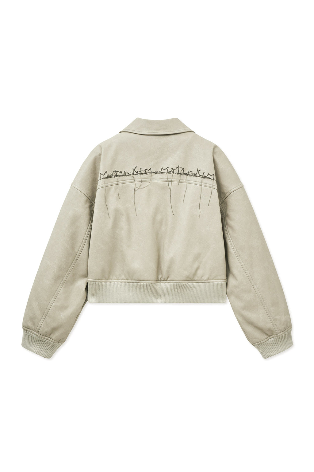 Matin Kim - Faux Leather Out Pocket Jumper (Light Grey) product image 3 | TRAB K-Fashion Australia