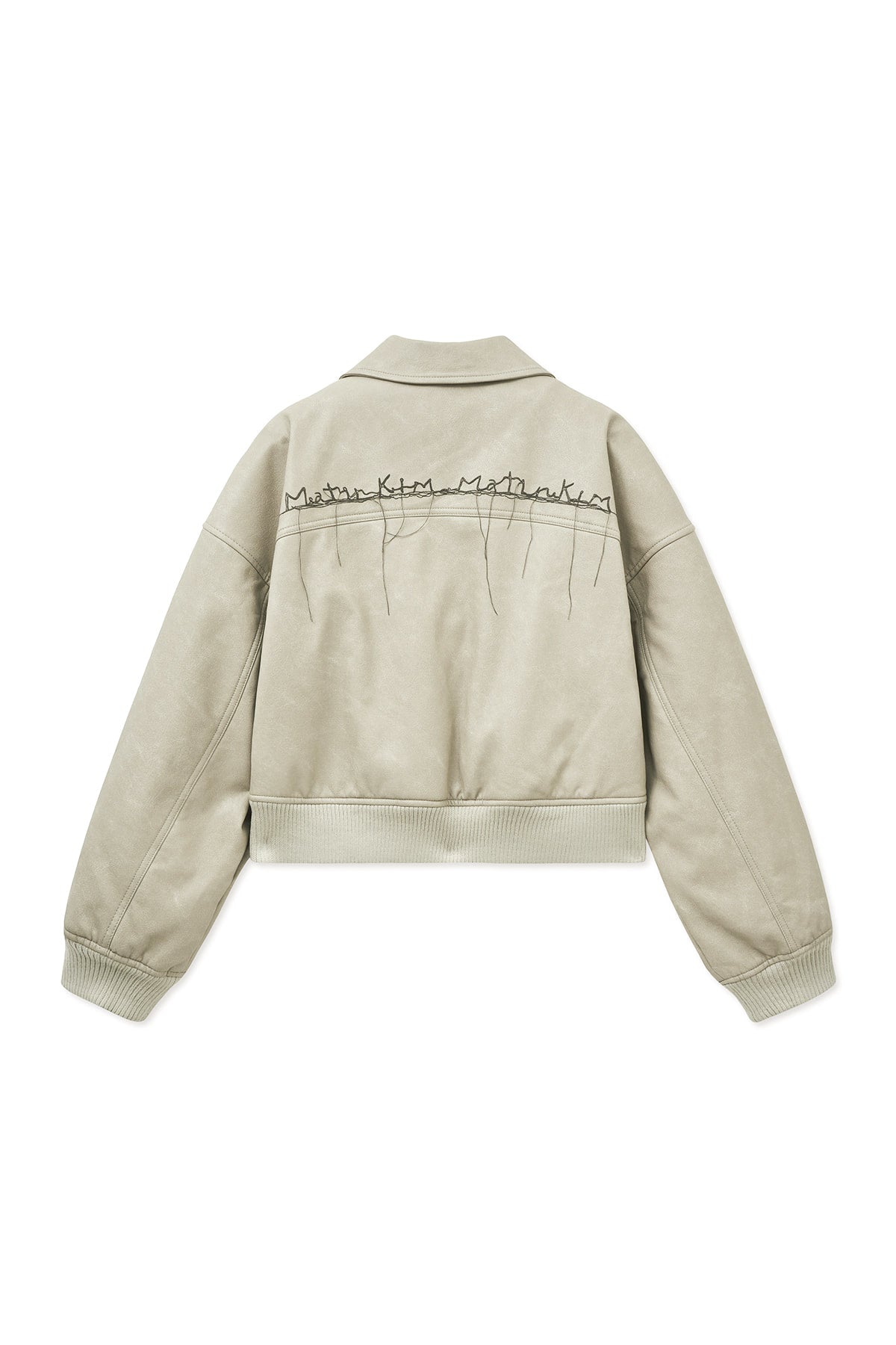 Matin Kim - Faux Leather Out Pocket Jumper (Light Grey) product image 3 | TRAB K-Fashion Australia