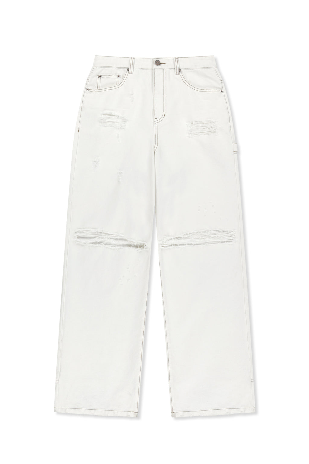 Matin Kim - Destroyed Color Dyeing Denim Pants (White) product image 1 | TRAB K-Fashion Australia