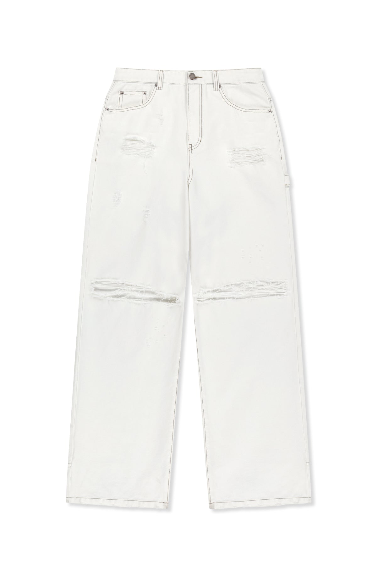 Matin Kim - Destroyed Color Dyeing Denim Pants (White) product image 1 | TRAB K-Fashion Australia