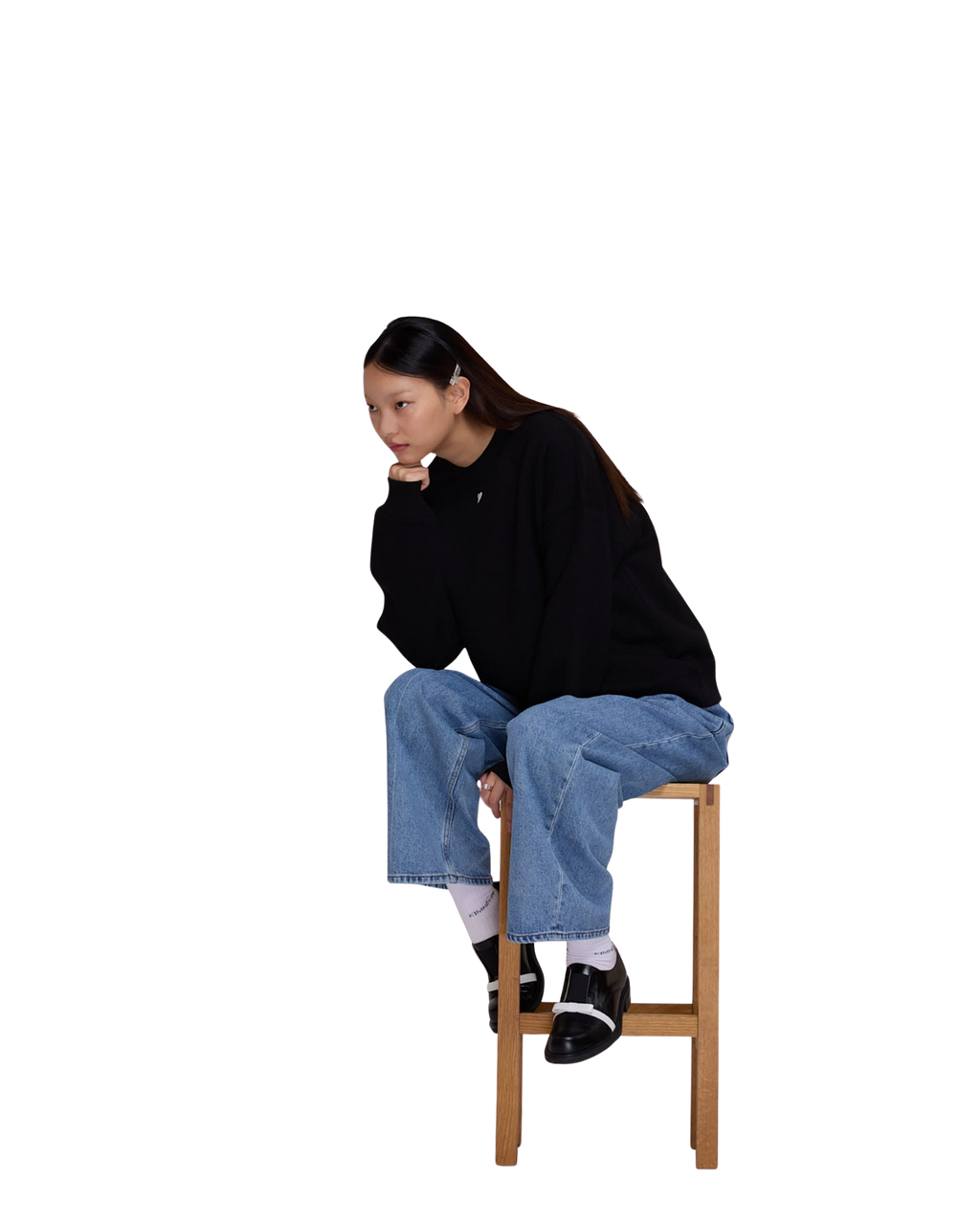 Kimhe Kim - Heart Embroidered Sweatshirt (Black) product image 5 | TRAB K-Fashion Australia
