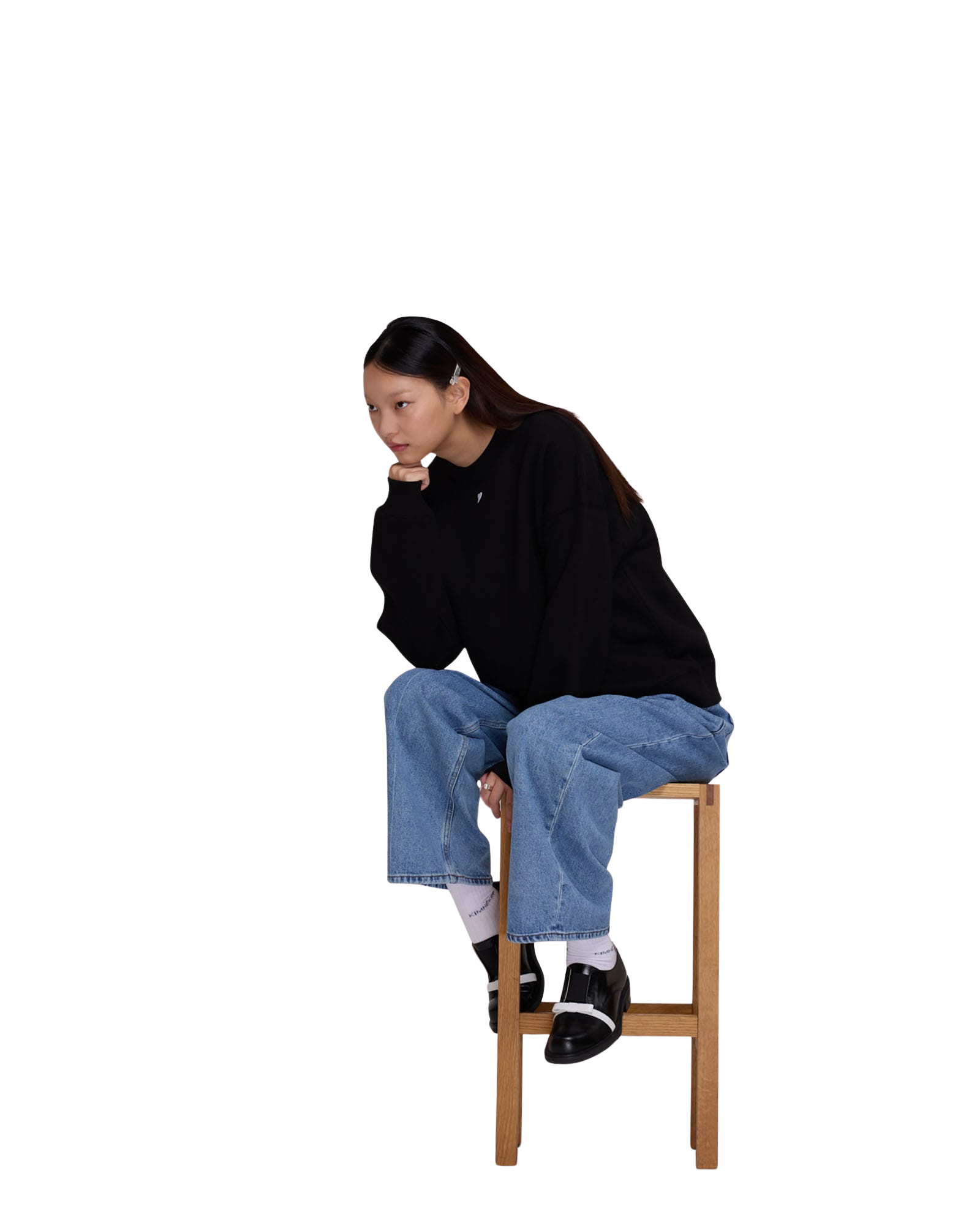 Kimhe Kim - Heart Embroidered Sweatshirt (Black) product image 5 | TRAB K-Fashion Australia