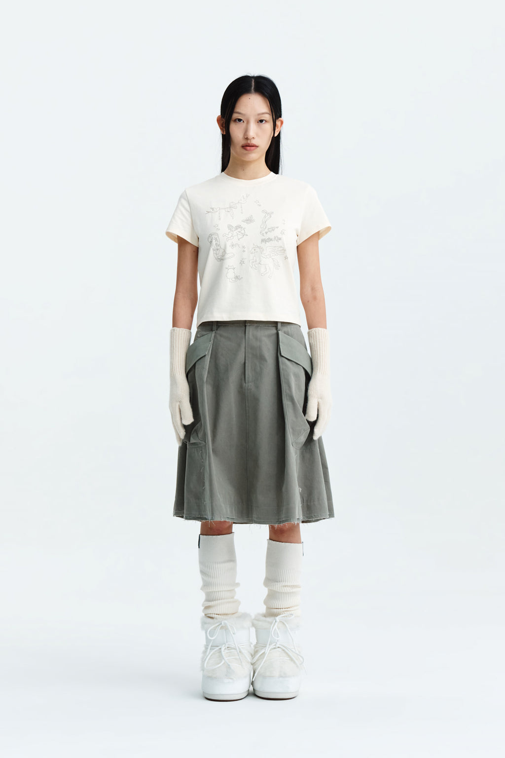 Matin Kim - Kitsch Printing Crop Top (Ivory) product image 6 | TRAB K-Fashion Australia