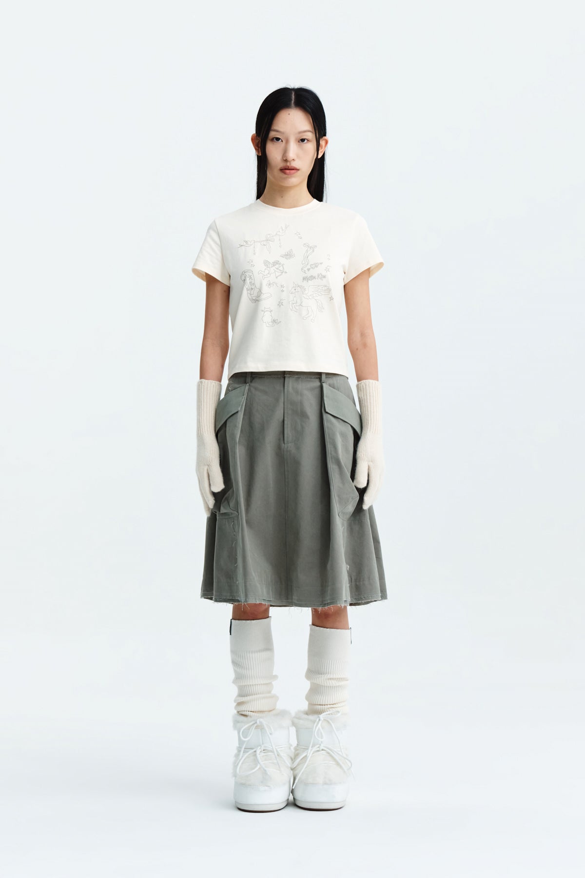 Matin Kim - Kitsch Printing Crop Top (Ivory) product image 6 | TRAB K-Fashion Australia