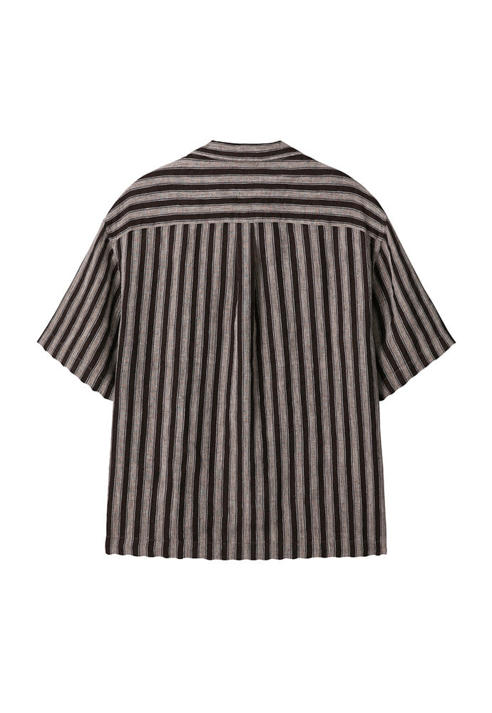 Art if acts - Linen Stripe Camp Half Shirt (Wood) product image 8 | TRAB K-Fashion Australia