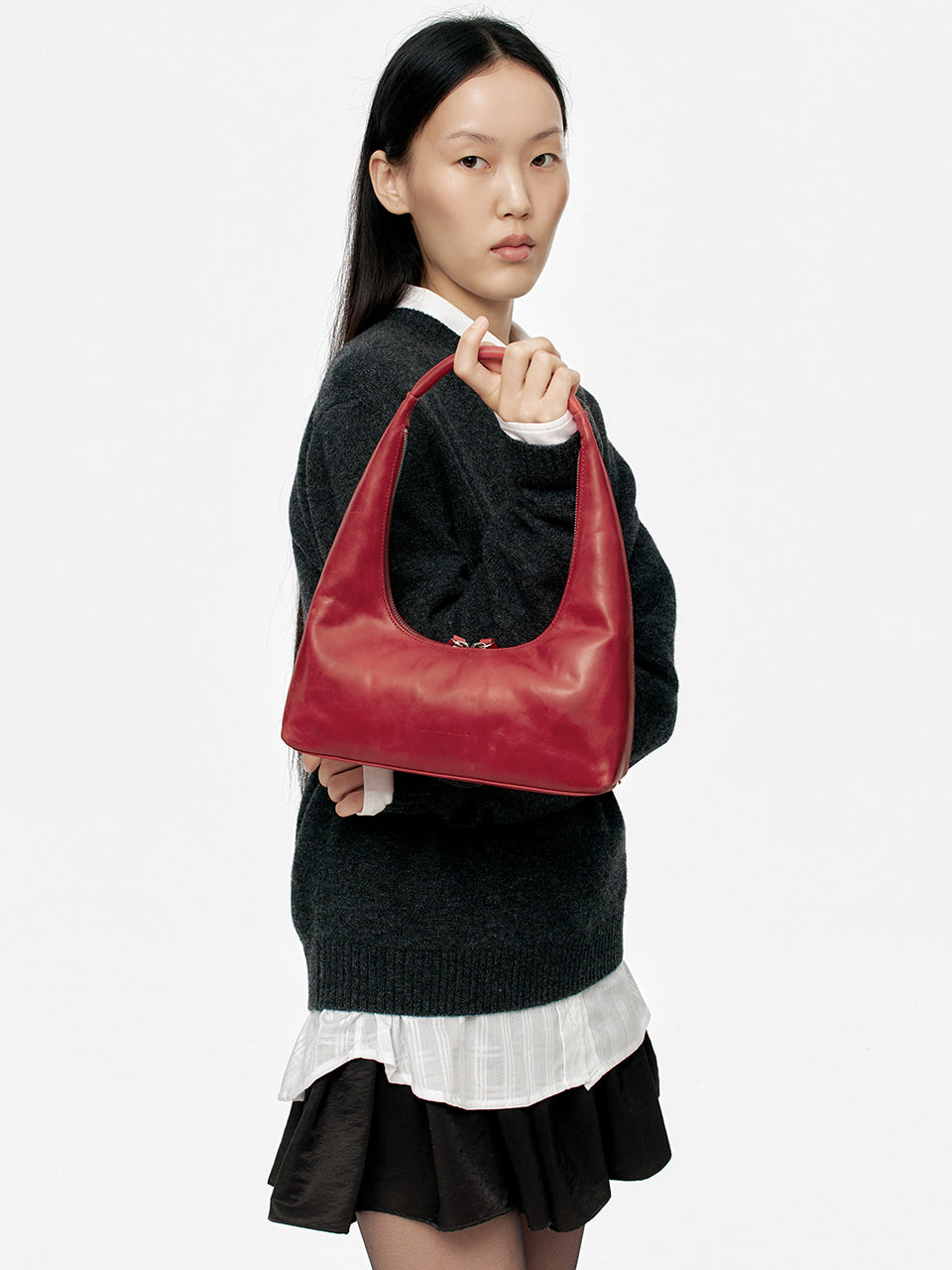 Marge Sherwood - Hobo Shoulder (Apple Red Pull-Up) product image 2 | TRAB K-Fashion Australia