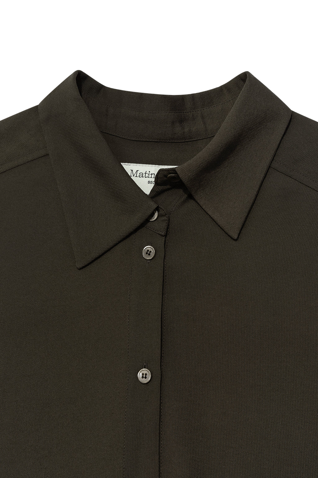 Matin Kim - Unbalance Collar Half Shirt (Khaki Brown) product image 3 | TRAB K-Fashion Australia