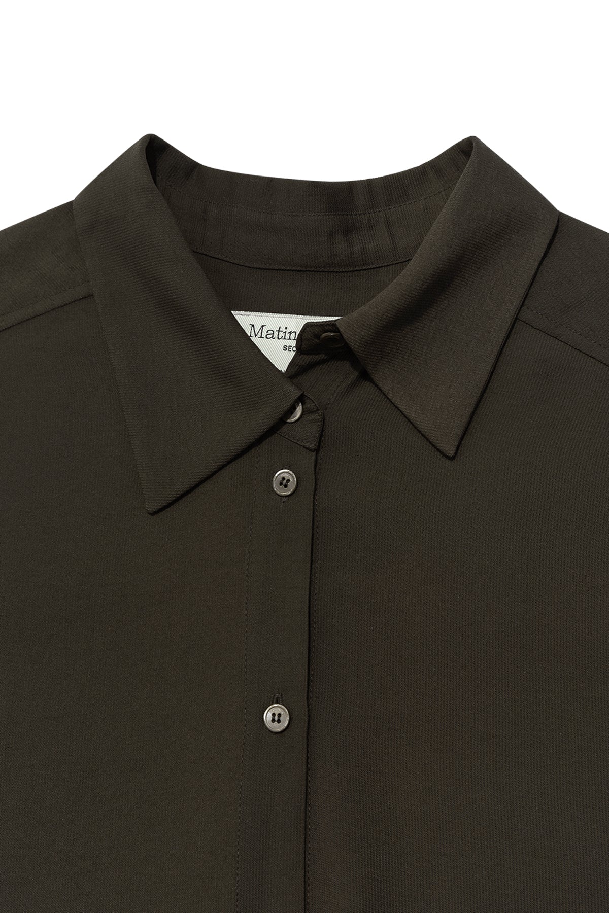 Matin Kim - Unbalance Collar Half Shirt (Khaki Brown) product image 3 | TRAB K-Fashion Australia