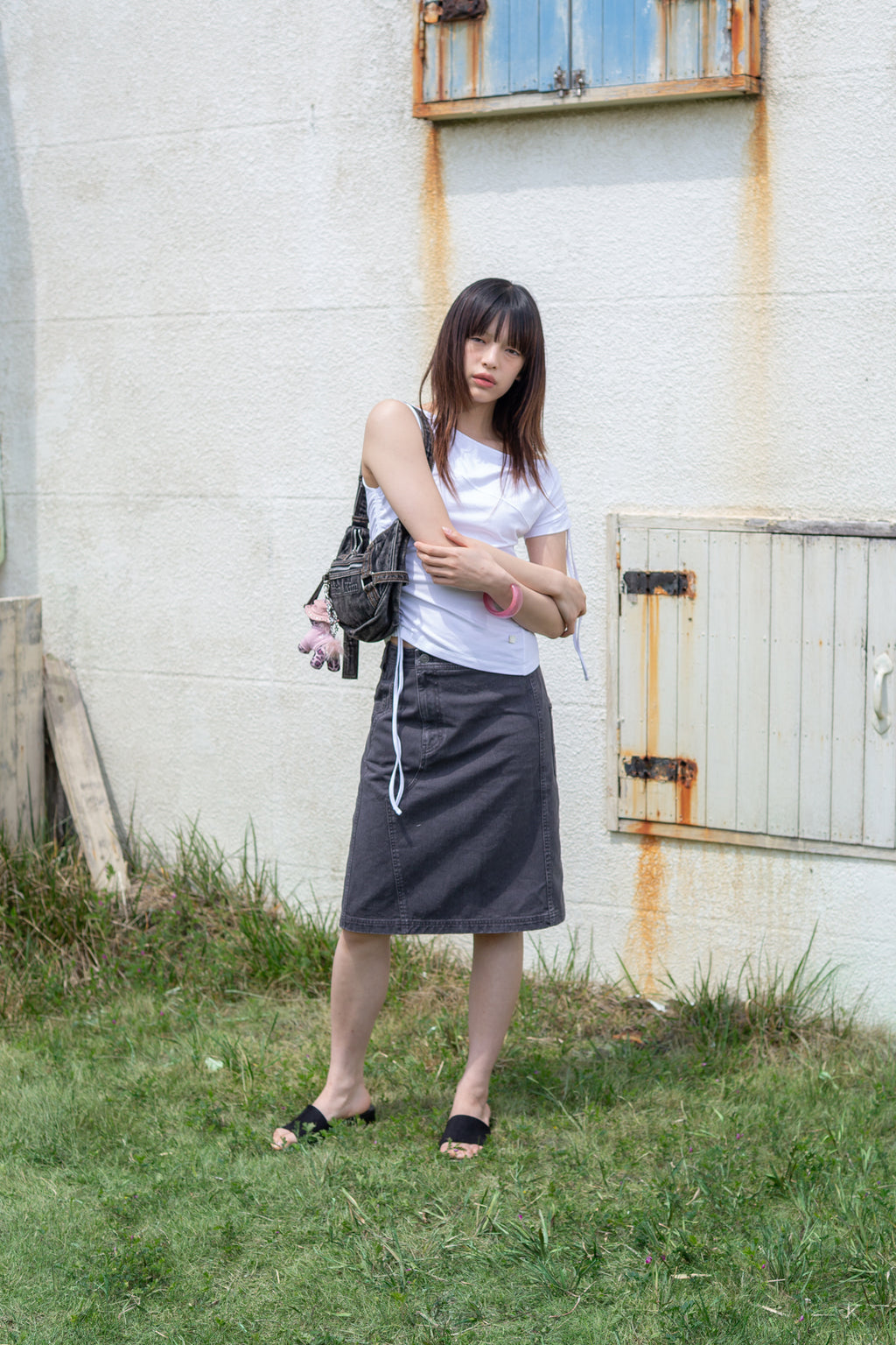 Matin Kim - String Off Shoulder Slim Top (White) product image 6 | TRAB K-Fashion Australia