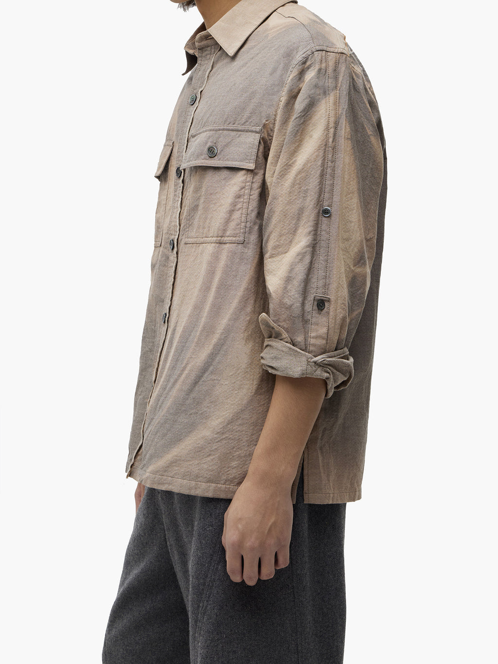 Jiyong Kim - Sun-Bleached Raw-Edge Shirt (Beige) product image 7 | TRAB K-Fashion Australia