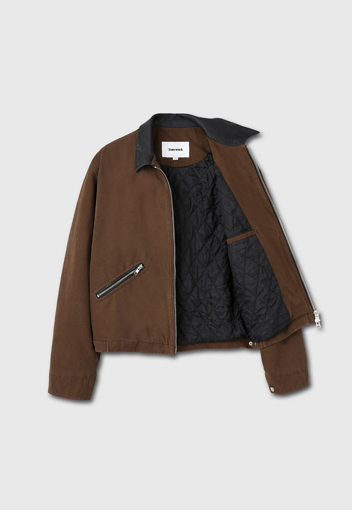 Tonywack - Leather Collar Garment-Washed Zip Work Jacket (Brown) product image 10 | TRAB K-Fashion Australia