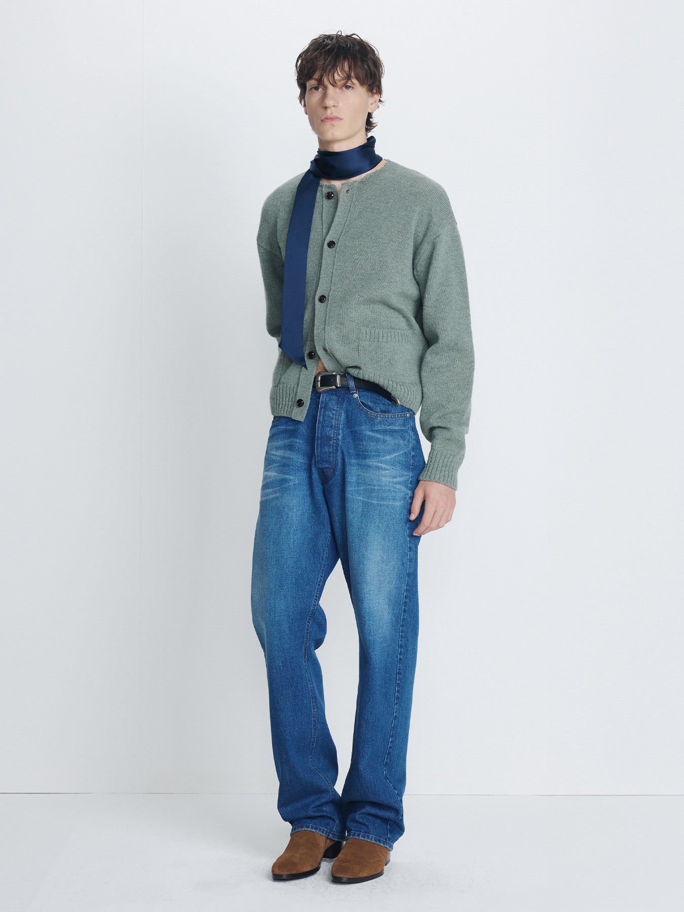 Tonywack - Shetland Wool Raw Cardigan (Sage Green) product image 3 | TRAB K-Fashion Australia