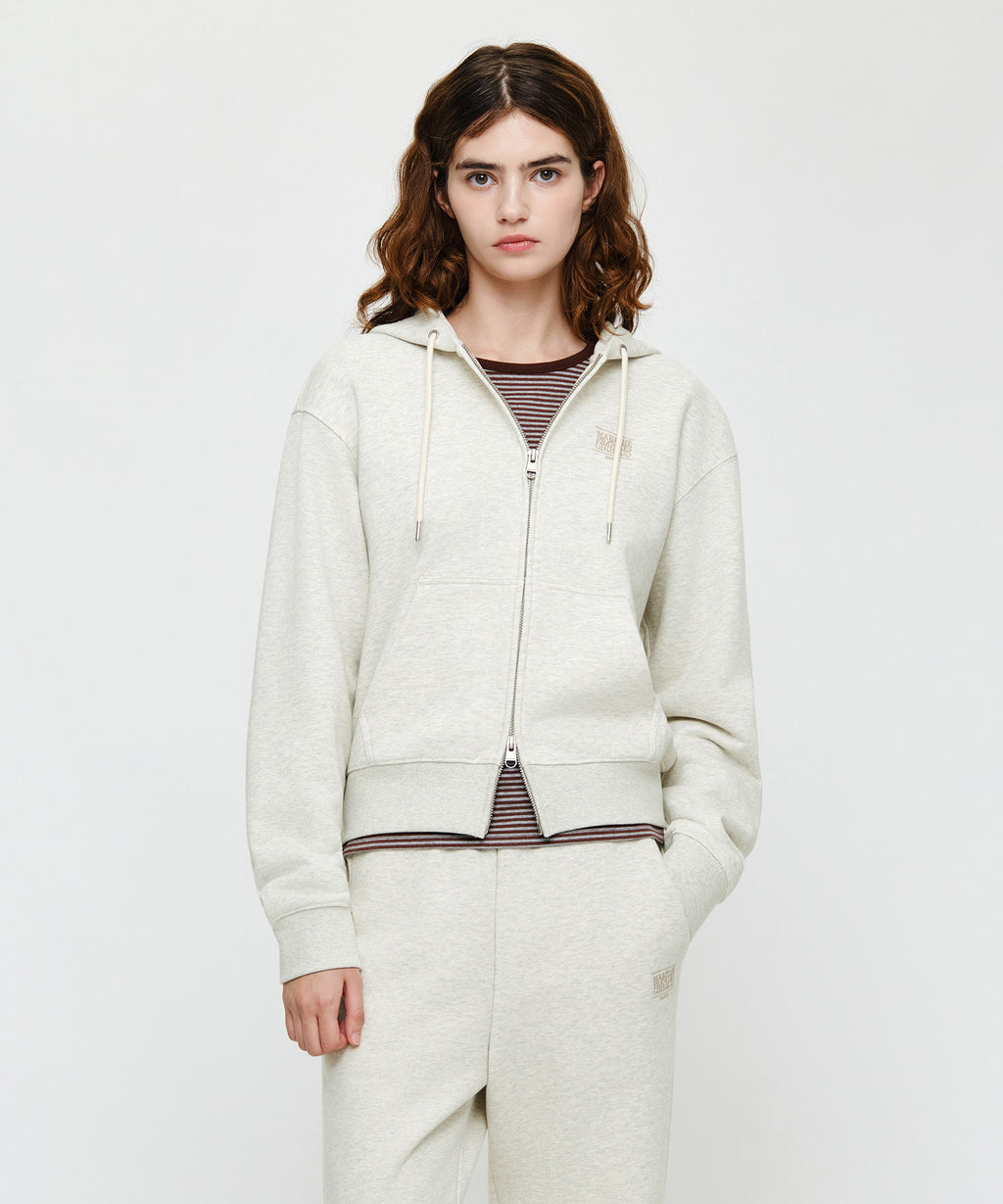 Marithe & Francois Girbaud - Small Classic Logo Hoodie Zipup (Oatmeal) product image 1 | TRAB K-Fashion Australia