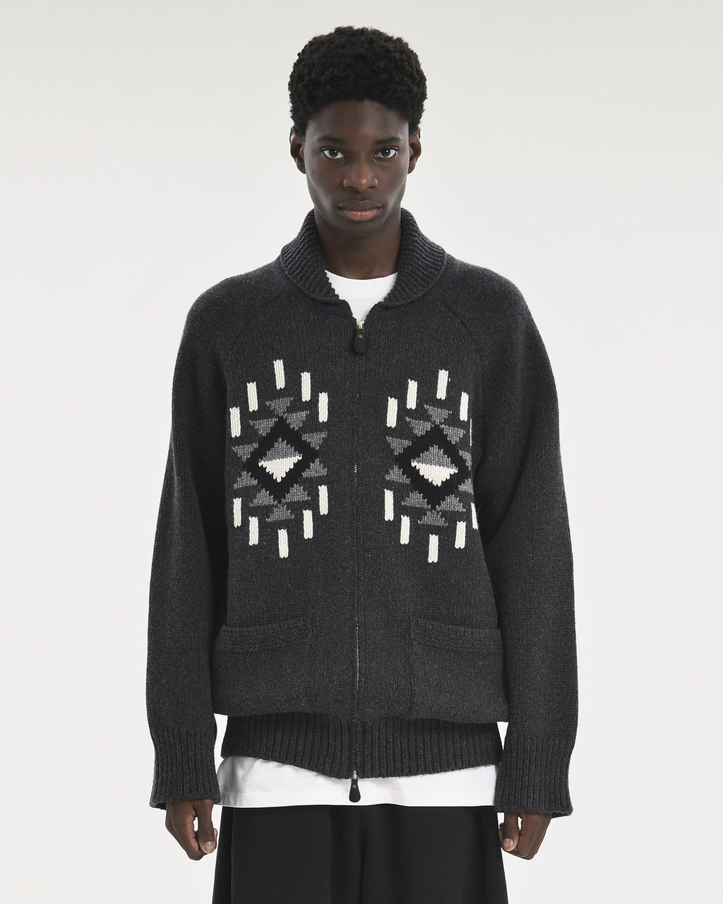 Brownyard - Native Cowichan Cardigan (Charcoal) product image 1 | TRAB K-Fashion Australia