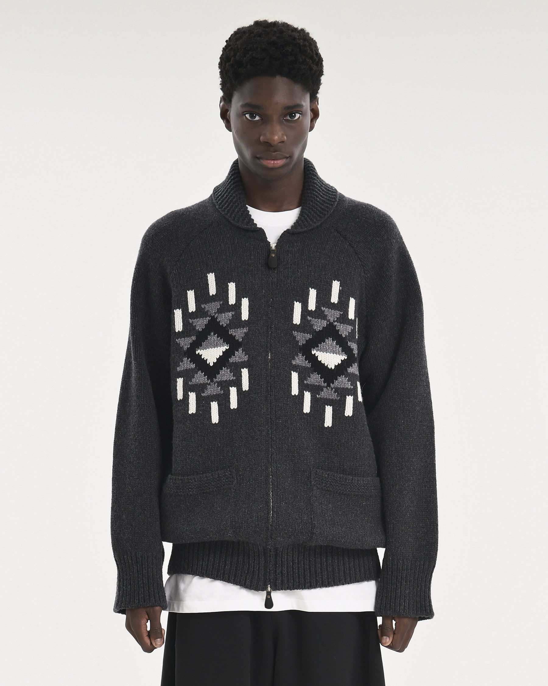Brownyard - Native Cowichan Cardigan (Charcoal) product image 1 | TRAB K-Fashion Australia