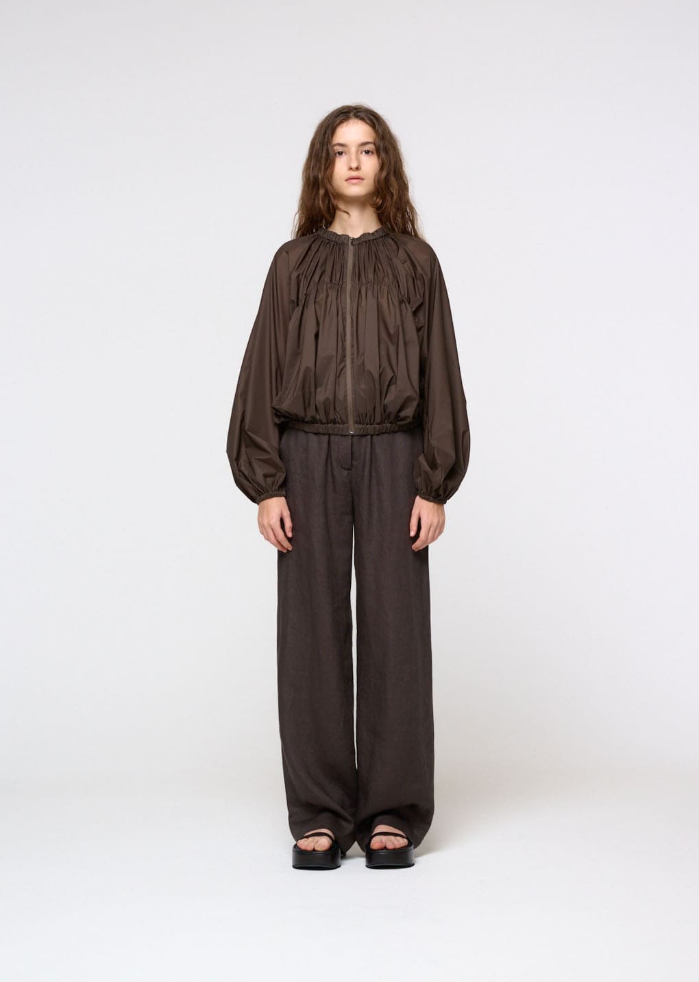 Amomento - Nylon Shirring Jumper (Brown) product image 2 | TRAB K-Fashion Australia