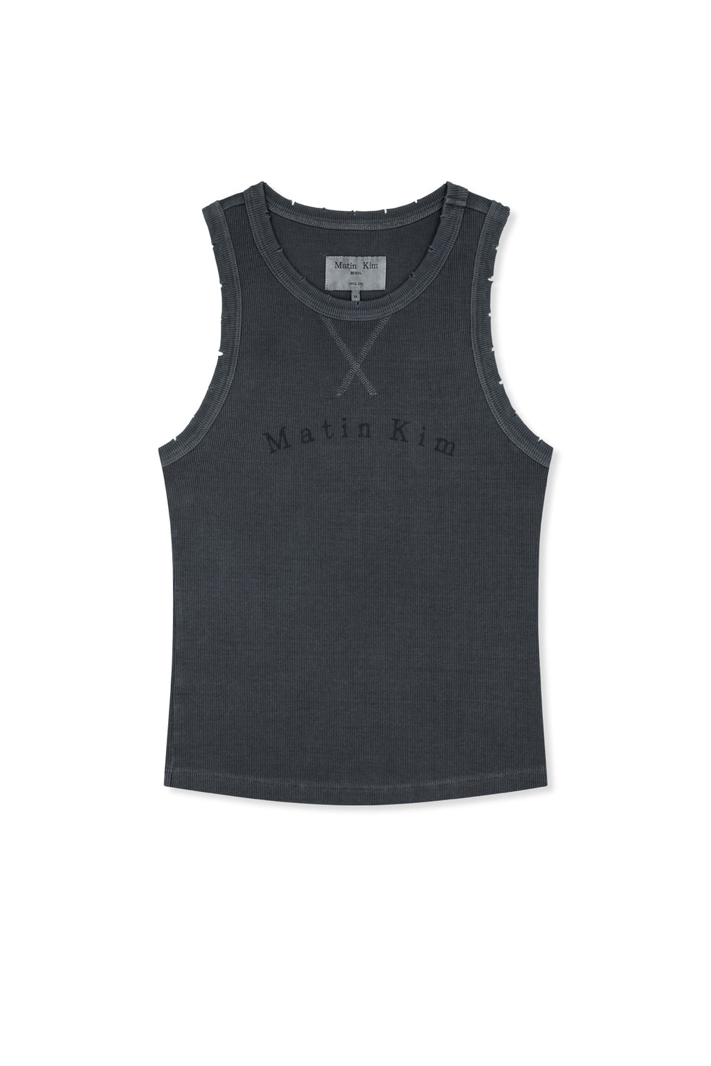 Matin Kim - Distressed Sleeveless Logo Top (Charcoal) product image 2 | TRAB K-Fashion Australia