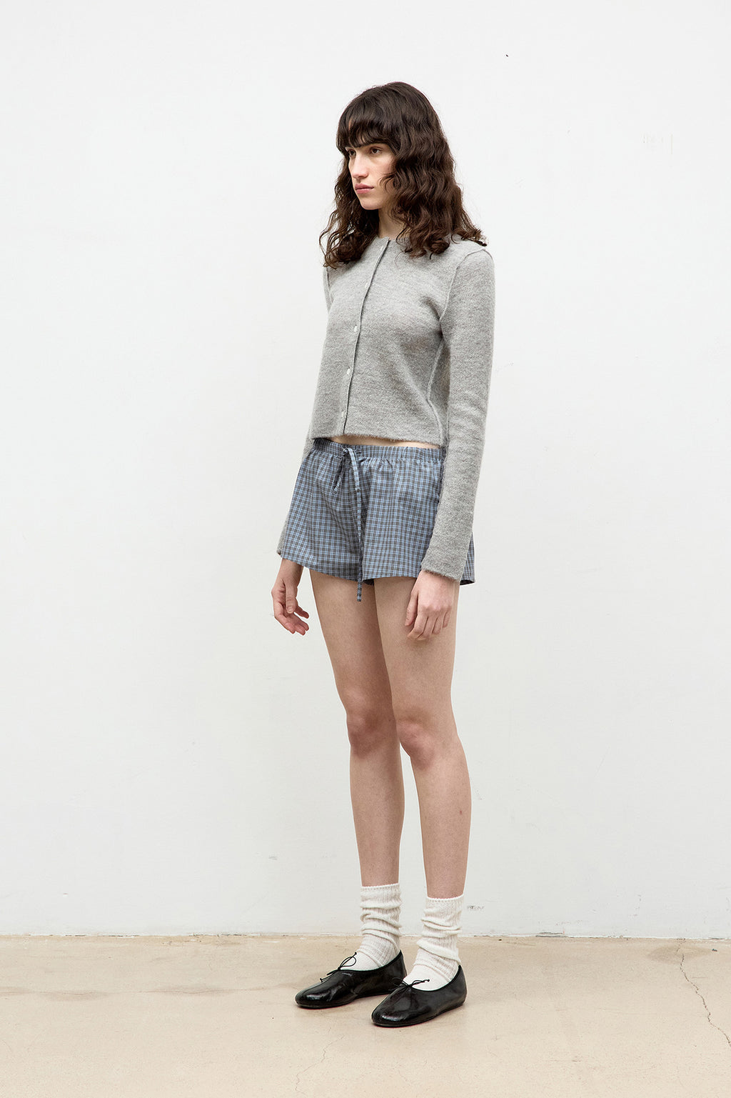 Coor - Double Layer Crop Cardigan (Melange Gray) product image 3 | TRAB K-Fashion Australia