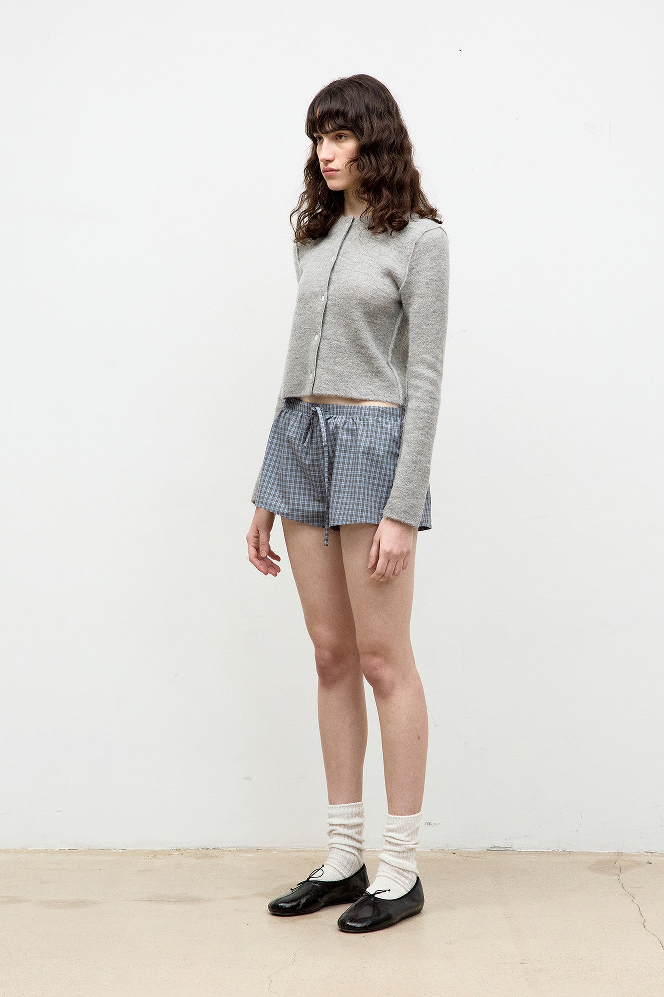 Coor - Double Layer Crop Cardigan (Melange Gray) product image 3 | TRAB K-Fashion Australia